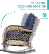 MEETWARM 3 Pieces Outdoor Wicker Rocking Chair Set - Photo 4