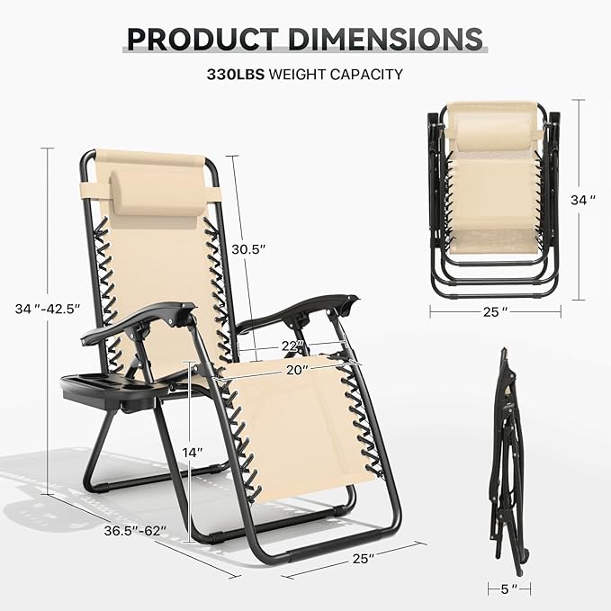 Zero Gravity Chair, Portable Outdoor Chair - Photo 3