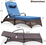 NOBLEMOOD Chaise Lounge Outdoor Wicker Lounge Chair with Wheels - Photo 5
