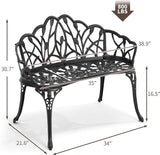 HOMEFUN Outdoor Bench, Patio Garden Benches Metal Loveseat Cast-Aluminum Outside Furniture for Park Lawn Front Porch - Photo 2