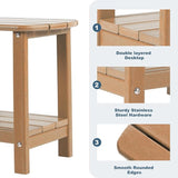 Adirondack Outdoor Side Table, 16.5” HDPE Small Patio Table with Storage Shelf, Weather Resistant End Table for Porch - Photo 3