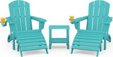 SERWALL 5-Piece Folding Adirondack Chair and Ottoman and Table Set, HDPE Adjustable Adirondack Chairs Set, Aruba - Photo 1