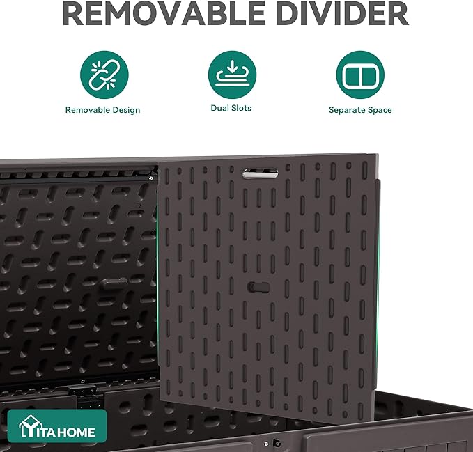YITAHOME 220 Gallon Double-Wall Deck Box with Divider & Side Handles, Outdoor Large Storage for Patio Furniture Cushions - Photo 2