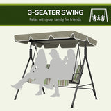 Outsunny 3-Seat Outdoor Patio Swing Chair with Removable Cushion, Steel Frame Stand and Adjustable Tilt Canopy for Patio - Photo 4