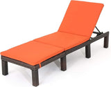 Christopher Knight Home Jamaica Outdoor Wicker Chaise Lounge with Water Resistant Cushion, Multibrown / Orange - Photo 1