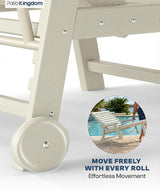 5-Position Adjustable Lounge Chair Outdoor Set of 2, HDPE Outdoor Chaise Lounge with Cup Holder & Wheels - Photo 4