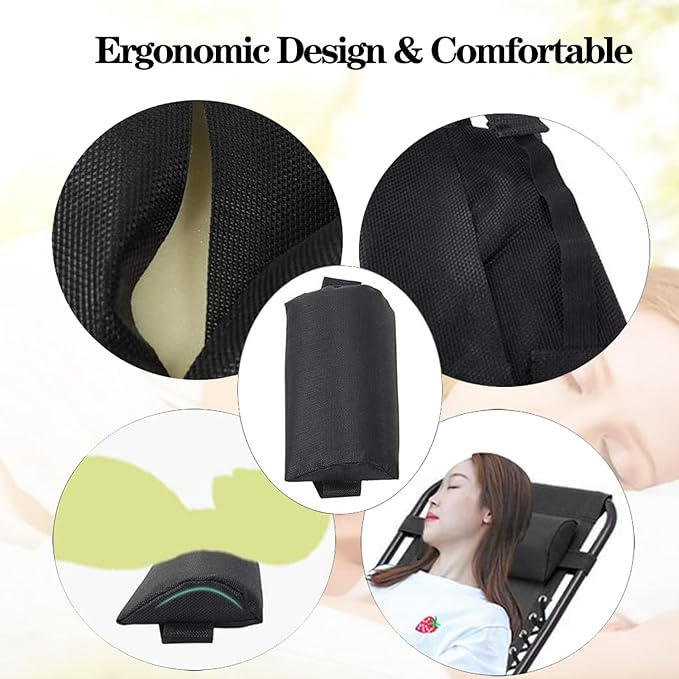 Zero Gravity Chair Set of 2 Replacement Pillow Headrest with Elastic Band - Photo 4