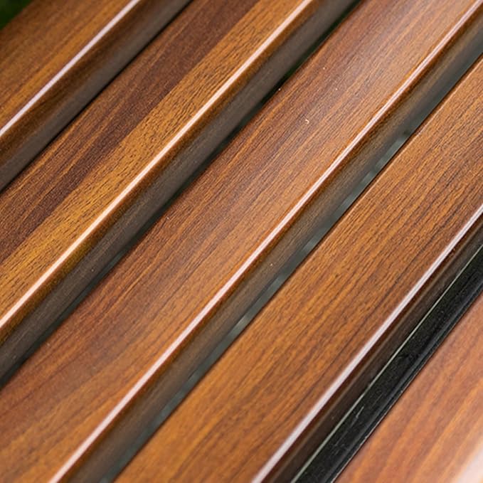 Outdoor Bench, 2-Seater Garden Bench, Metal Bench with Backrest and Armrests, Park Patio Bench with Slatted Wood Seat, for Gardens, Courtyards, Corridor Entrances, Patios(Brown,120cm/47.2in)