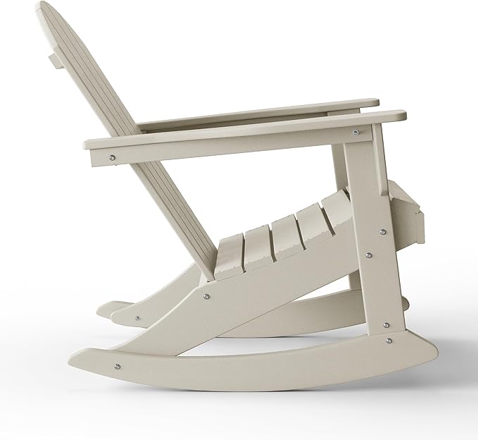 WestinTrends Malibu Outdoor/Patio Poly Adirondack Rocking Chair, Sand