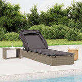 Sunbed Grey PE Rattan, Powder-Coated Steel 83.1 x 25.6 in Outdoor Sun Lounger Outdoor Chaise Lounge for Pools backyards - Photo 1