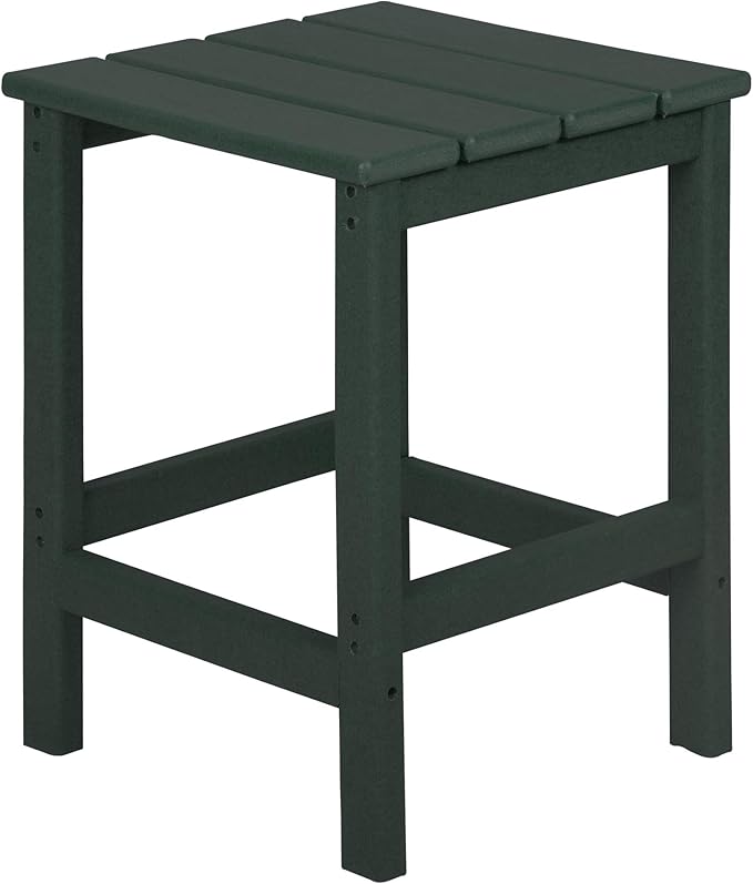 WestinTrends Malibu Outdoor Lounge Chairs, 3-Pieces Adirondack Chair Set with Ottoman and Side Table, All Weather Poly Lumber Patio Lawn Folding Chair for Outside Pool Garden Backyard, Dark Green