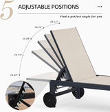 PURPLE LEAF Outdoor Chaise Lounge with Wheels for Outside 2 Pieces Aluminum Patio Lounge Chair with 5 Adjustable - Photo 4