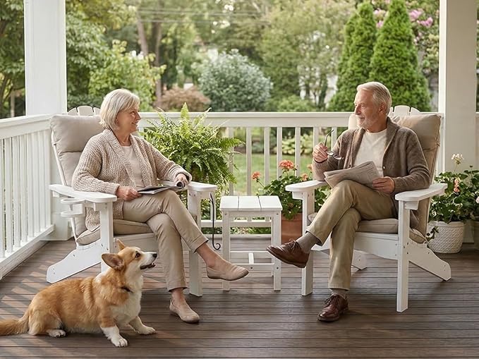 LUE BONA HDPS Adirondack Chairs Set of 4, Long-Lasting All-Season Outdoor Patio Chairs, Hidden Cup Holder, 350 LBS - Photo 4