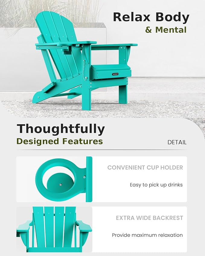 MUCHENGHY Folding Adirondack Chairs, Patio Chairs, Lawn Chairs, Outdoor Chair, Adirondack Chair Plastic, Fire Pit Chairs - Photo 8
