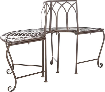 SAFAVIEH Outdoor Furniture Collection – Abia Rustic Brown Wrought Iron 50-Inch Curved Tree Bench, Garden & Patio Seating (PAT5018B)