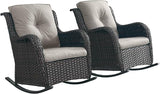 Rilyson Patio Chairs Outdoor Rocking Chair - 2 Piece Wicker Rattan Rocker Chairs Set with High Back and Deep Seating - Photo 1