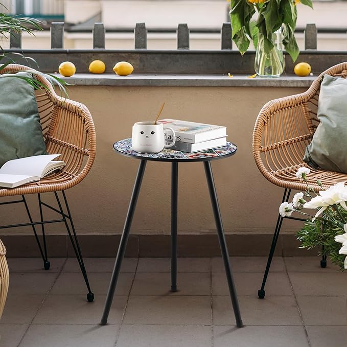 1 Pack Metal Outdoor Side Table Small Outside Round End Table for Patio Modern Accent Garden Corner Table for Small - Photo 8