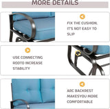 JY QAQA Patio Outdoor Metal Gliders Rocking Bench, Garden Porch Furniture Glider, Wrought Iron Chair Set with Cushion - Photo 6