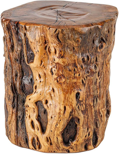THY COLLECTIBLES Natural Tree Trunk Stump Stool with Live Edge Solid Wood Plant Stand, Stool, Garden Bench, Side Table, End Table - D8.6 in x H9.5 in