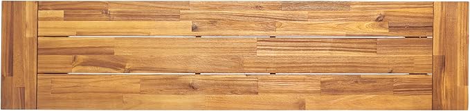 Merax 2 Pack Outdoor Acacia Wood Patio Bench, Garden Benches for Porch Park Yard Backyard Lawn, Brown+Black