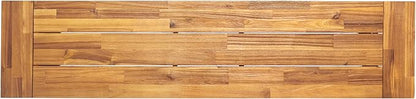 Merax 2 Pack Outdoor Acacia Wood Patio Bench, Garden Benches for Porch Park Yard Backyard Lawn, Brown+Black