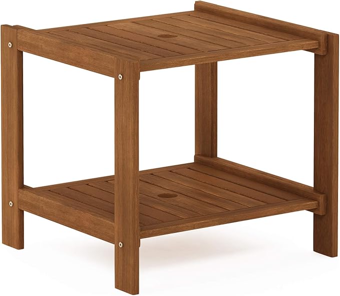 Furinno FG19840T Tioman Hardwood Mississippi Side Table, Natural - Photo 1