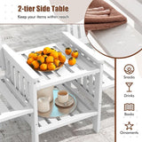 Tangkula Outdoor Wood Loveseat with 2-Tier Side Table and Umbrella Hole - Photo 6