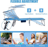 GYMAX Tanning Chair, Beach Lounge Chair with Canopy Sunshade, Carry Handle & Pocket - Photo 5