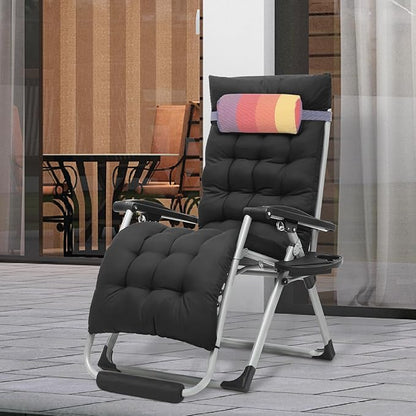 Athena Collection Zero Gravity Outdoor Lounge Chair with Cushion, 29" Width Pool Lounge Lawn Chair Reclining with Cup Holder Foot Pad, Outdoor Chaise for Beach Patio Backyard Outside, Rainbow
