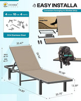 Ciokea Aluminum Chaise Lounge Chair Outdoor with Wheels - Photo 2