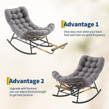 Outdoor Rocking Chair with Footrest, Oversized Patio Papasan Chairs with Cushion - Photo 4