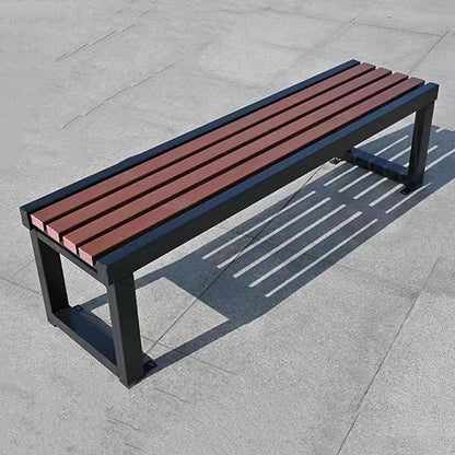 39.3in/47.2in/59 in Outdoor Garden Bench Patio Park Bench, 2-3 Person Porch Benches Solid Wood Slat Leisure Seats, Zinc Alloy Frame Metal Bench with backrest, for Lawn Porch Backyard Furniture