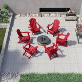 Folding Adirondack Chairs with Cup Holders, Set of 6 HDPE Plastic Outdoor Chairs, Weather Resistant, Real Wood Look - Photo 2