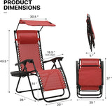 MoNiBloom Zero Gravity Chair Set of 2 with Canopy Shade, Patio Folding Anti Gravity Recliner - Photo 3