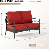 Metal Patio Loveseat with 5.75" Extra Thick Waterproof Cushion - Photo 2