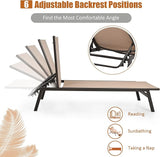 COSTWAY Patio Lounge Chair Outdoor, 6-Position Backrest Adjustable Pool Lounger, Metal Frame & Breathable Fabric - Photo 7