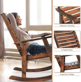 2-Piece Outdoor Rocking Chair with Table, Rocking Bistro Set High Back Porch Rocker Table Set for Patio Lawn Garden - Photo 5