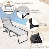 GYMAX Lounge Chairs for Outside, Extra High Folding Beach Tanning Lounger with Adjustable Backrest - Photo 6