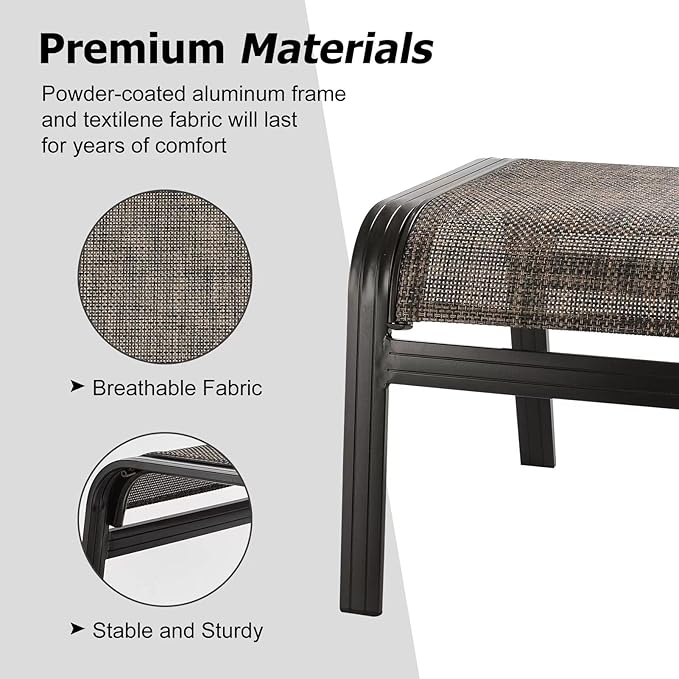 Patio Footstools Outdoor Foot Rest Aluminum Ottomans Samll Seat Wicker Furniture Patio Ottoman 2 Pieces Brown - Photo 5