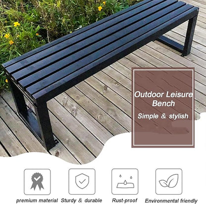 Backless Outdoor Bench, Pure Wrought Iron Metal Garden Bench with Reserved Fixing Holes for Yard Porch Balcony Park(White,180cm/71in)