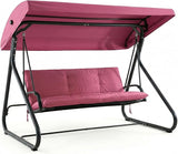 3-Seat Outdoor Convertible Swing Glider with Adjustable Canopy, 2-in-1 Bench to Flat Bed, Removable Cushions - Photo 7
