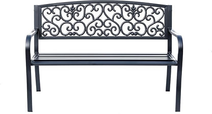Hi-Line Gift Ltd. Iron Symphony- Steel and Cast Iron Garden Bench in Timeless Black