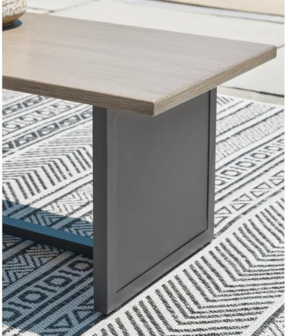 Signature Design by Ashley Bree Zee Contemporary Aluminum Outdoor End Table, Light Brown & Gray