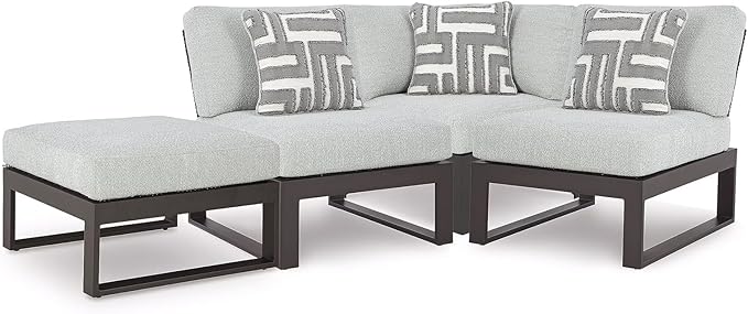 Signature Design by Ashley Beachloft Right-Arm Facing Casual 4-Piece Outdoor Sectional with Cushion and 3 Throw Pillows - Photo 1