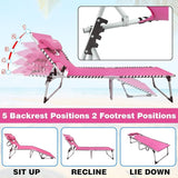 Sun Tanning Chair with Face Hole 5-Position Folding Lounge Chair Outdoor with Portable Beach Table for Poolside - Photo 3