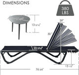 Kozyard Outdoor Chaise Lounge Chair, Full Aluminum Frame, Adjustable Reclining Patio Lounger for Poolside - Photo 2