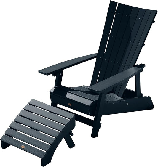 Highwood AD-KITADRI1-FBE Manhattan Beach Adirondack Chair with Ottoman, Federal Blue