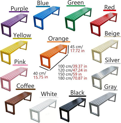 Park Bench for Outside, Outdoor Benches Weatherproof, Metal Garden Bench 2-Person Seat 100/120/150/180 Cm Patio Benches Backless for Lawn Yard Entryway, Capacity 660 Lbs(Yellow,180 cm/70.9 in)