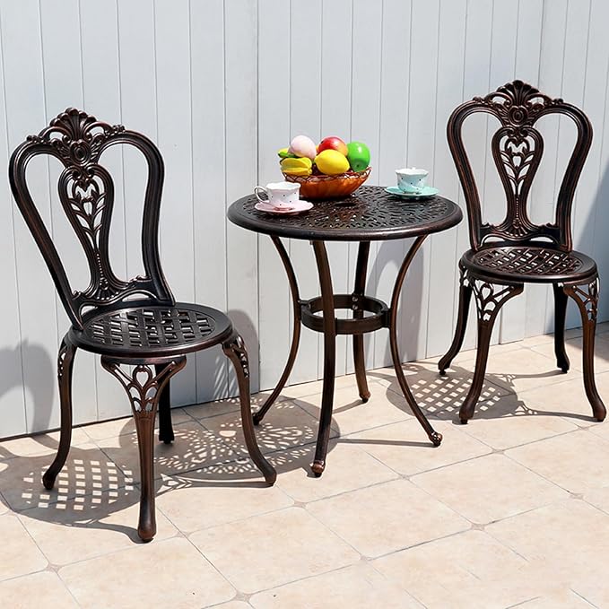 Outdoor Dining Chair Cast Aluminum Patio Chairs Set of 2 All-Weather Patio Dining Chair with Adjustable Feet for - Photo 2