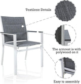 Kozyard Villa Outdoor Patio Dining Chairs Set of 2, Aluminum Frame with Padded Textilene Fabric - Photo 5
